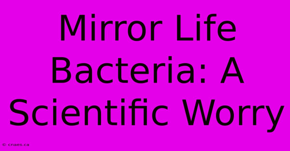 Mirror Life Bacteria: A Scientific Worry