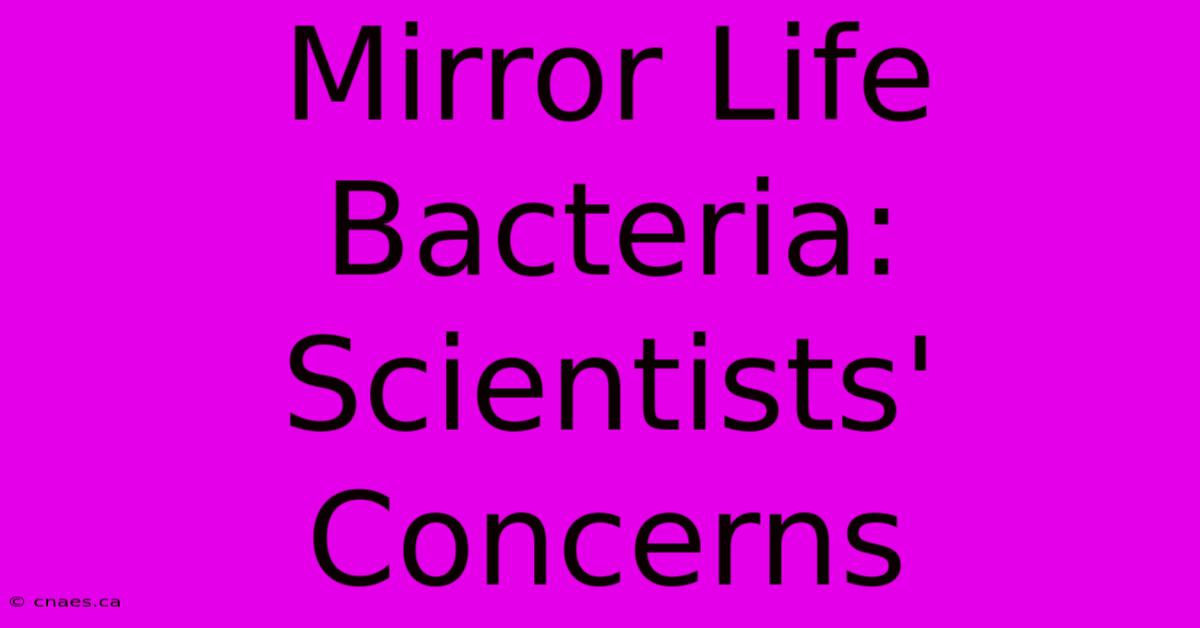 Mirror Life Bacteria: Scientists' Concerns