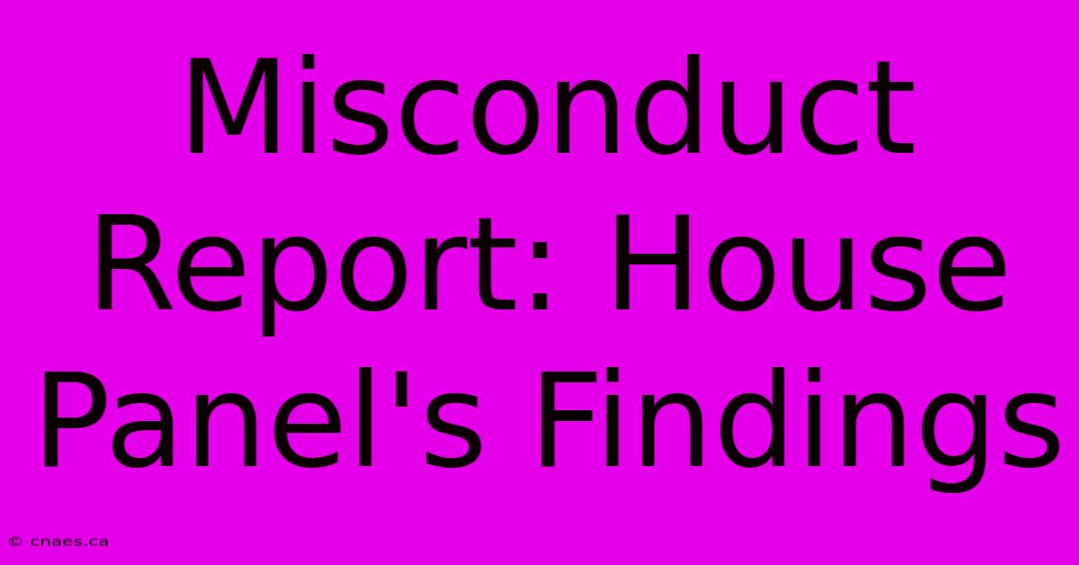 Misconduct Report: House Panel's Findings