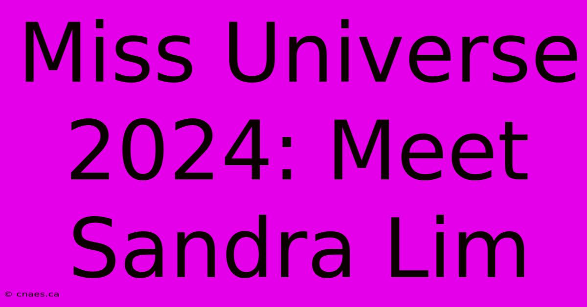 Miss Universe 2024: Meet Sandra Lim