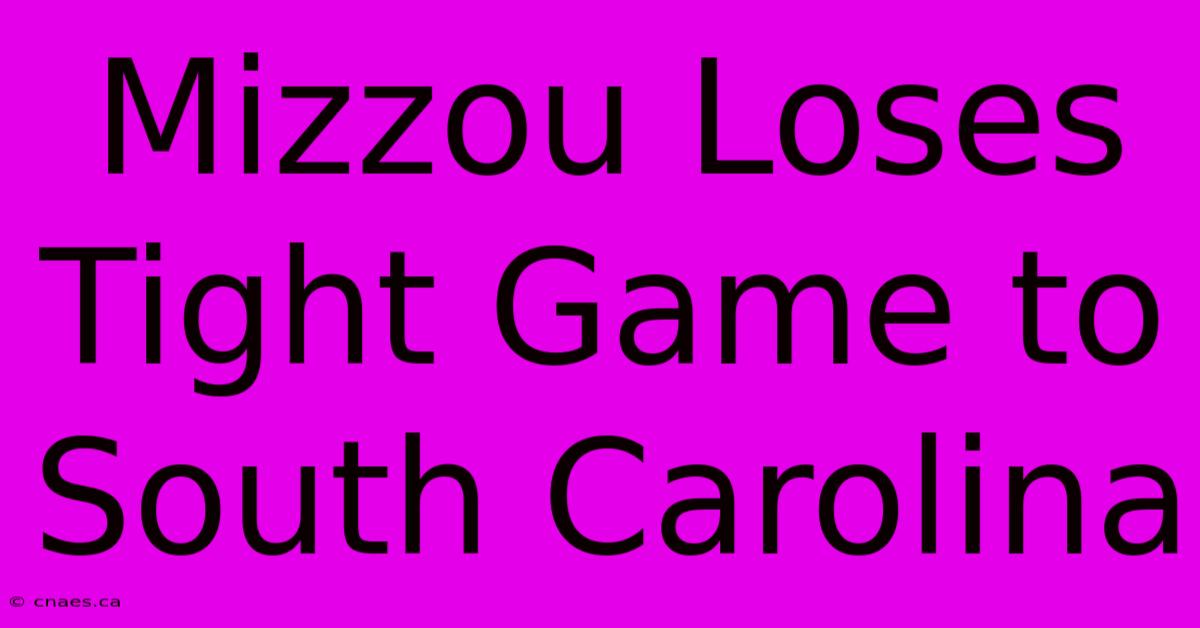 Mizzou Loses Tight Game To South Carolina