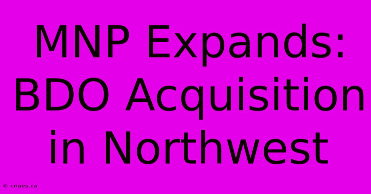 MNP Expands: BDO Acquisition In Northwest