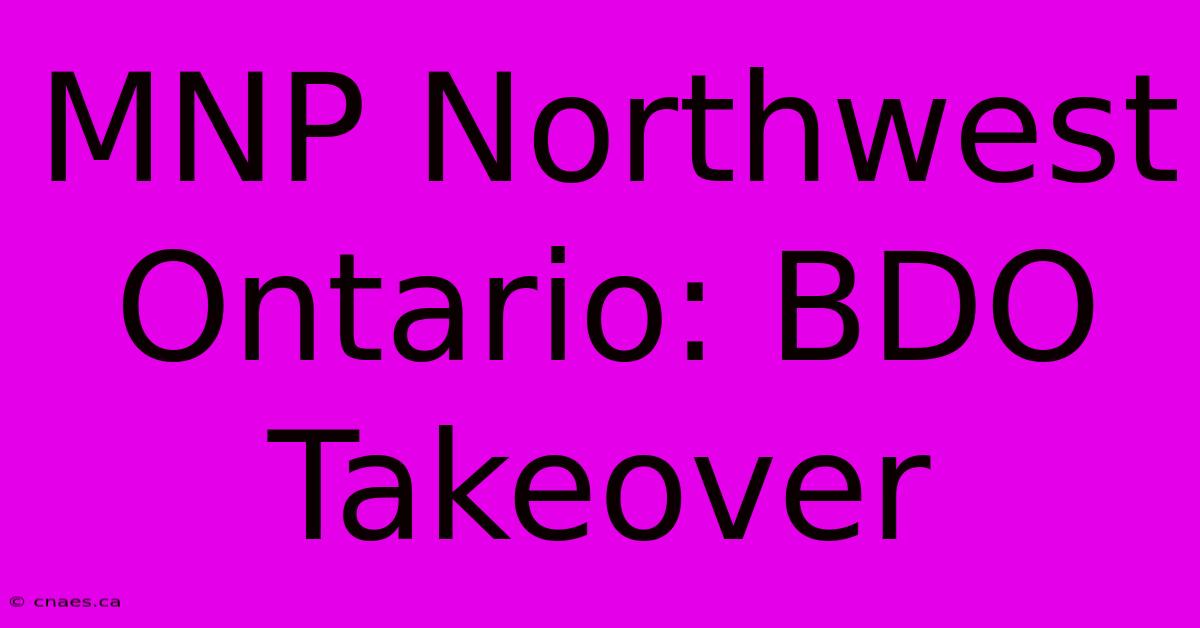 MNP Northwest Ontario: BDO Takeover