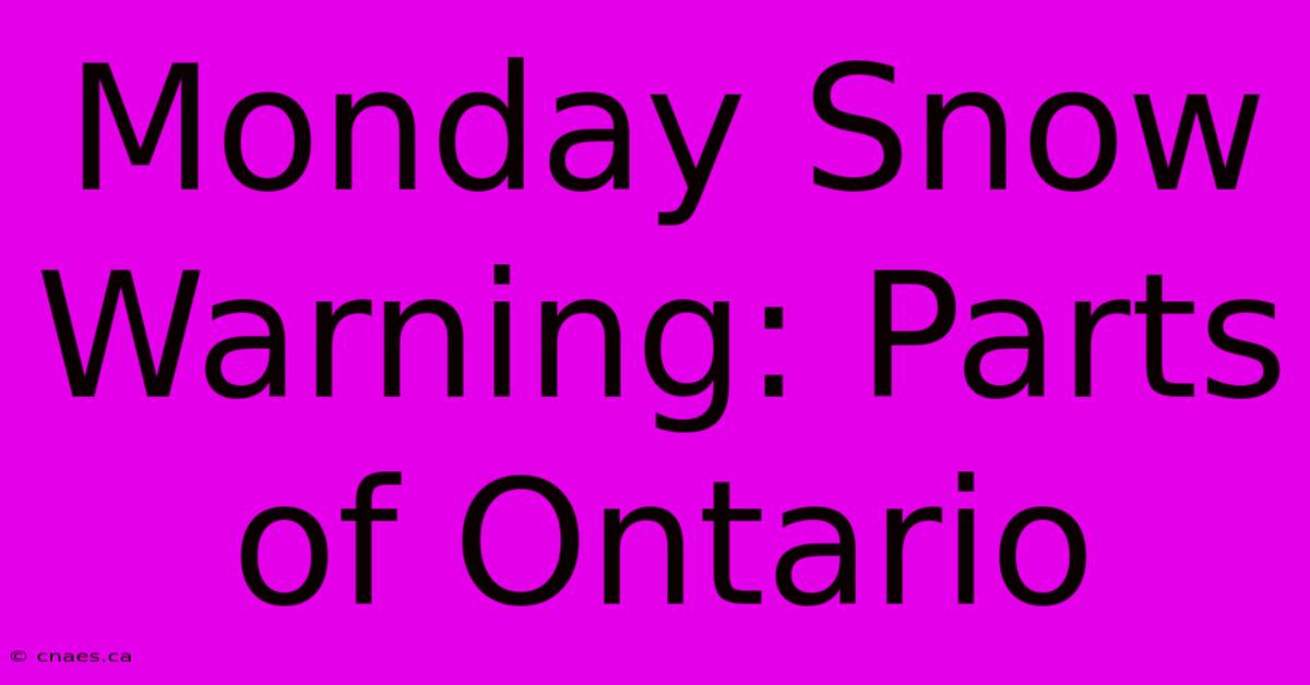 Monday Snow Warning: Parts Of Ontario