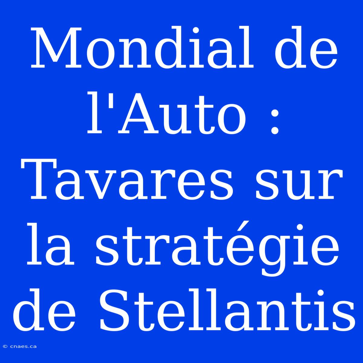 Mondial De L'Auto : Tavares Sur La Stratégie De Stellantis