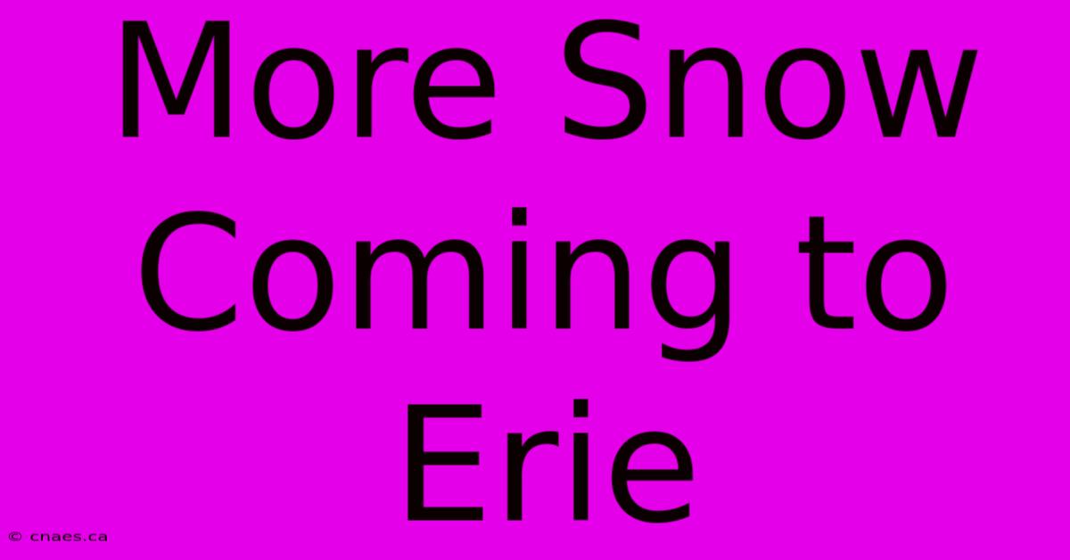 More Snow Coming To Erie