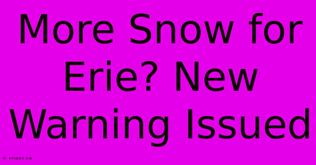 More Snow For Erie? New Warning Issued