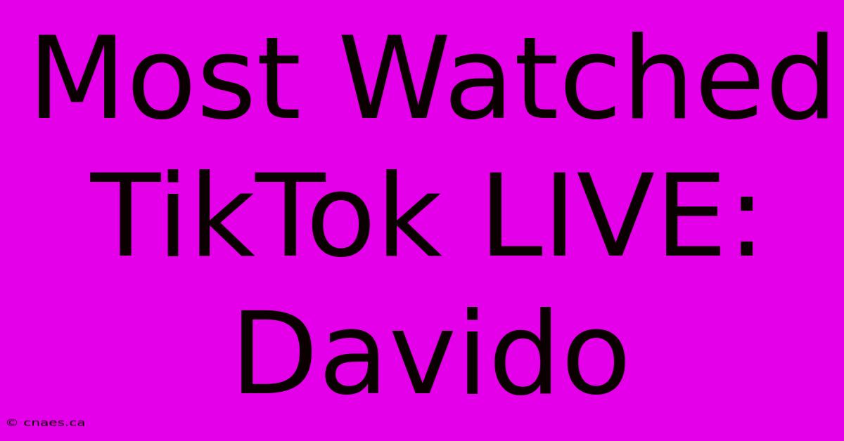 Most Watched TikTok LIVE: Davido