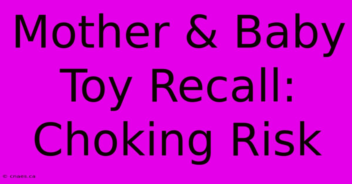 Mother & Baby Toy Recall: Choking Risk