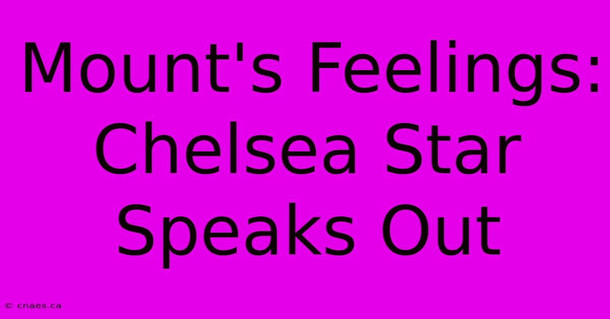 Mount's Feelings: Chelsea Star Speaks Out