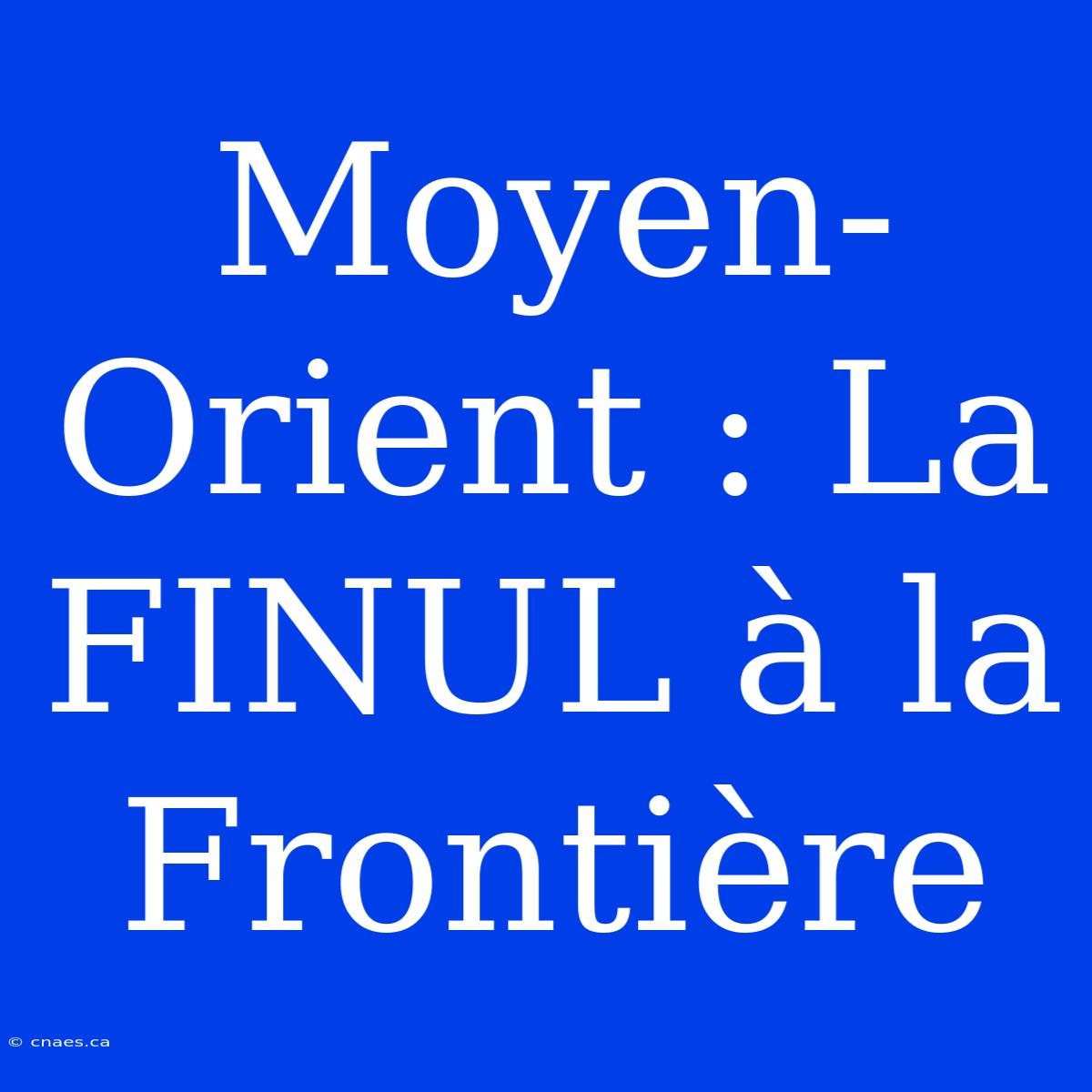 Moyen-Orient : La FINUL À La Frontière