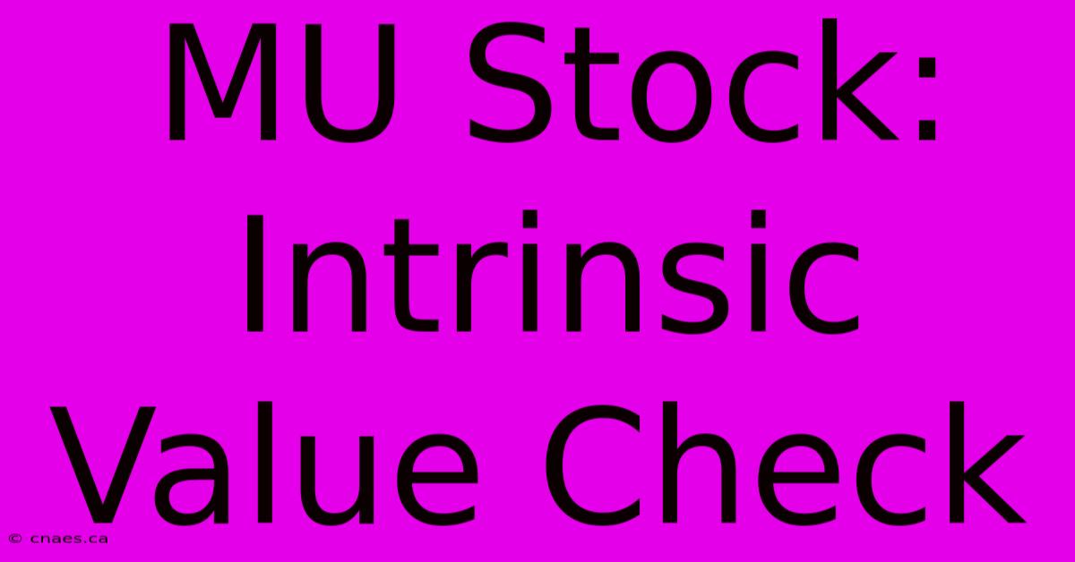 MU Stock: Intrinsic Value Check