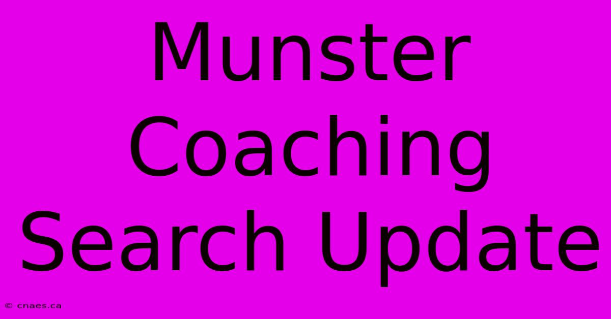 Munster Coaching Search Update