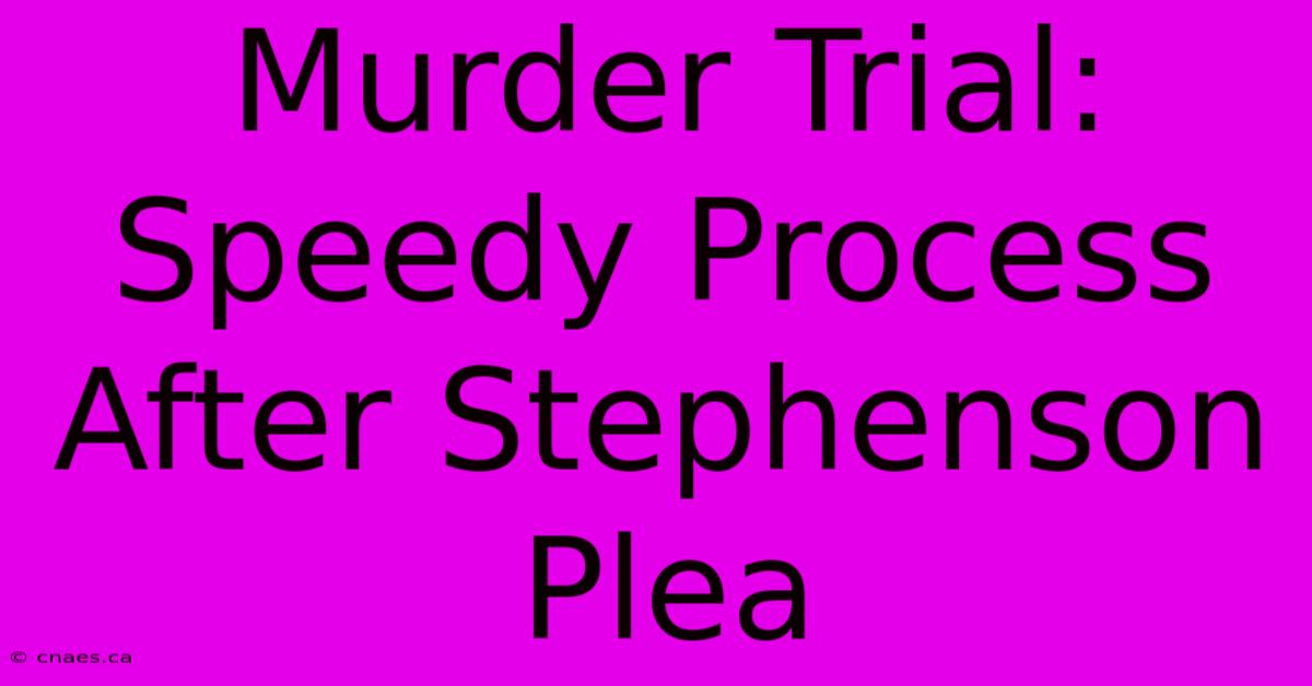 Murder Trial: Speedy Process After Stephenson Plea 