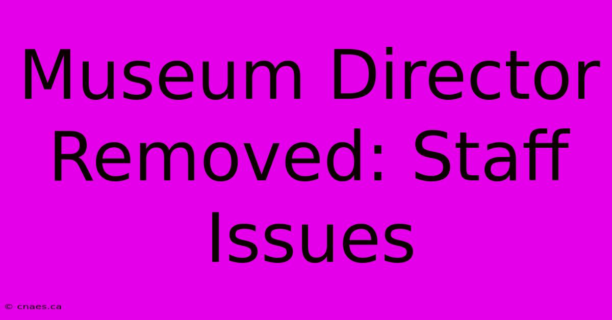 Museum Director Removed: Staff Issues