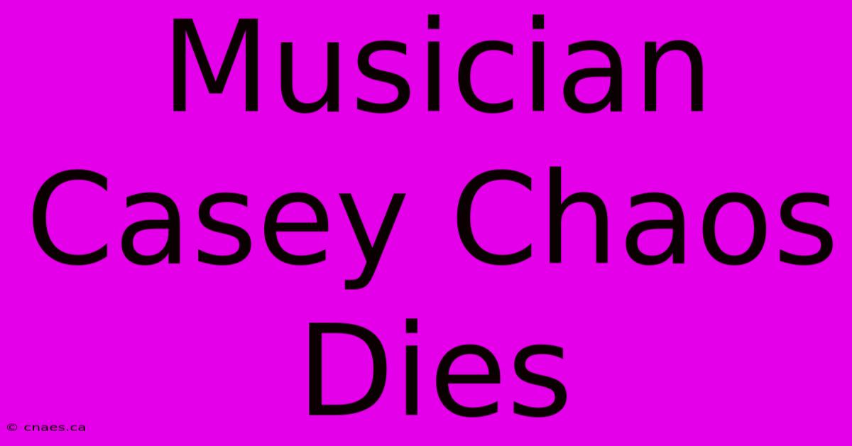 Musician Casey Chaos Dies