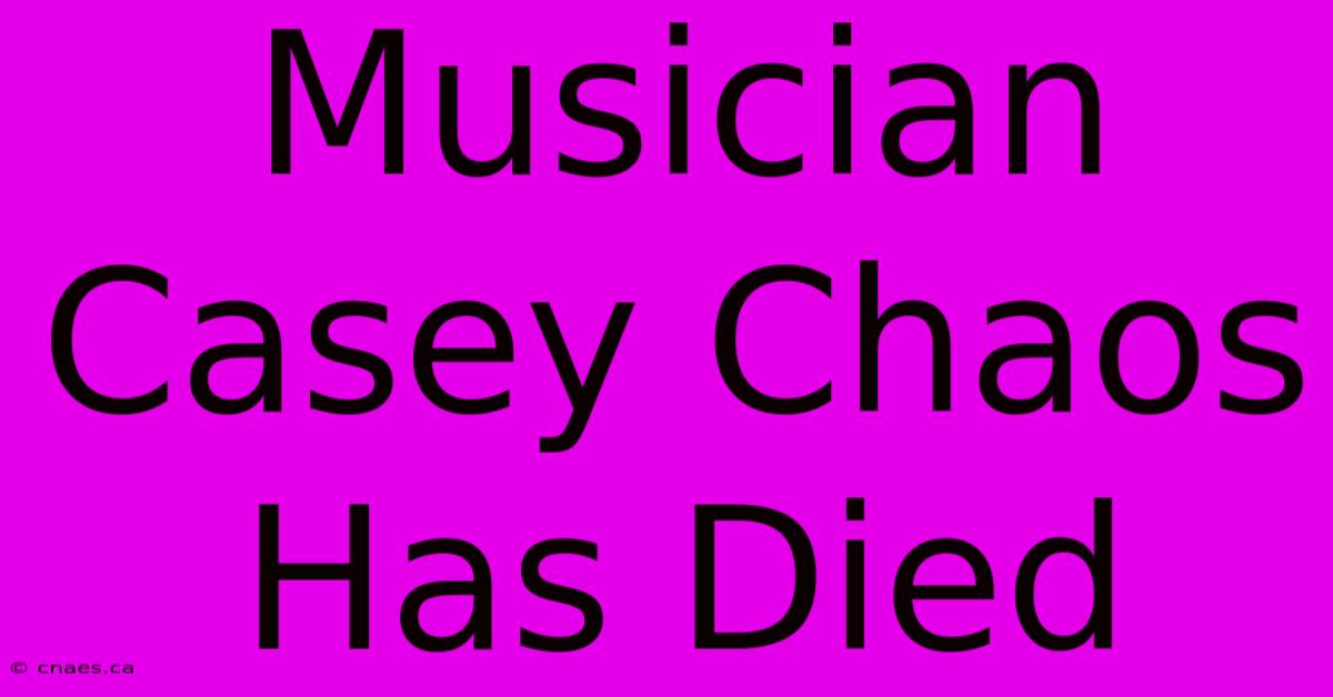 Musician Casey Chaos Has Died