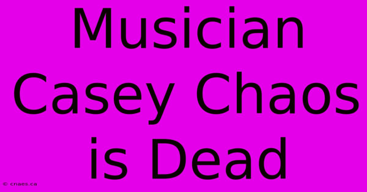 Musician Casey Chaos Is Dead