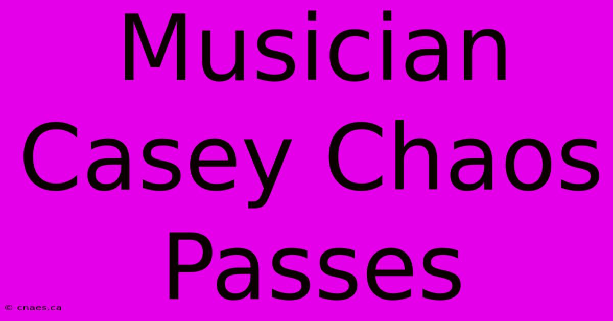 Musician Casey Chaos Passes