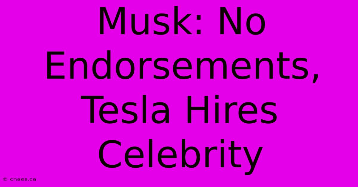 Musk: No Endorsements, Tesla Hires Celebrity