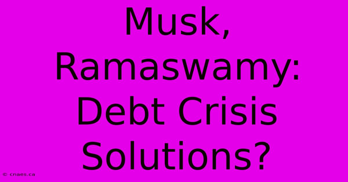 Musk, Ramaswamy: Debt Crisis Solutions?