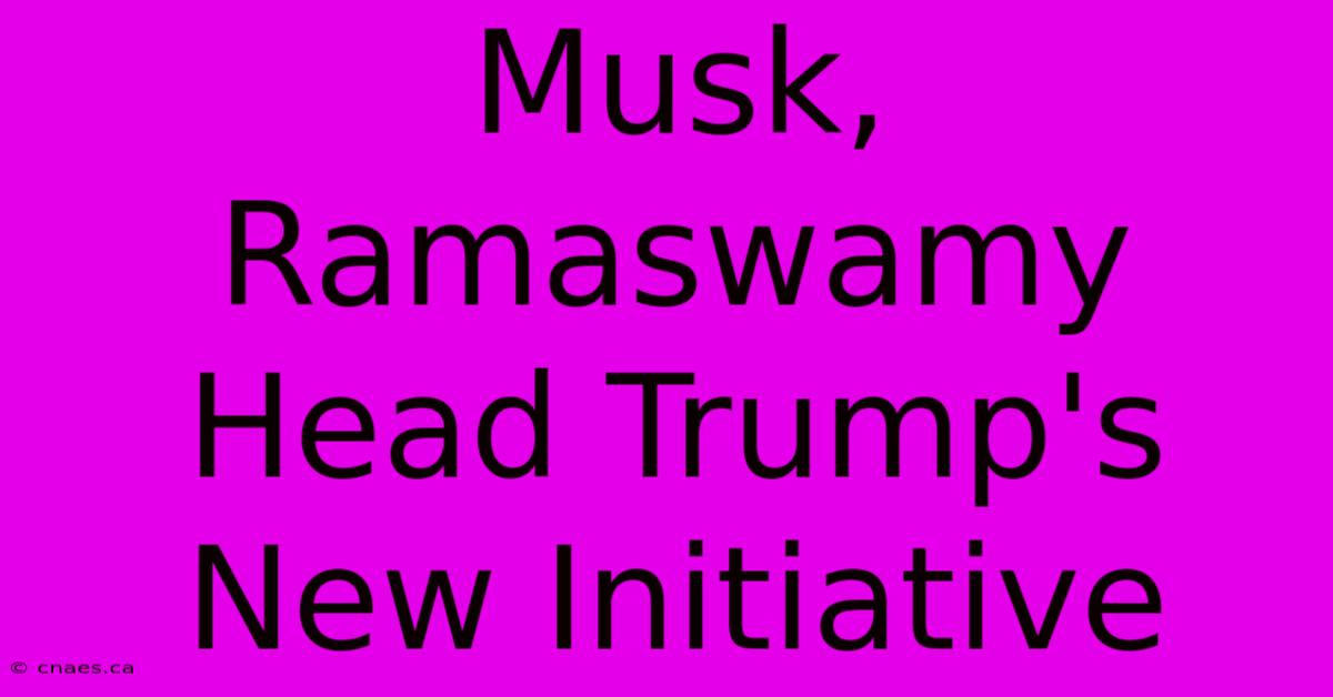 Musk, Ramaswamy Head Trump's New Initiative