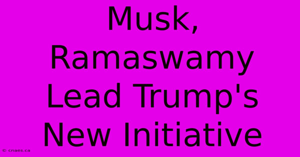 Musk, Ramaswamy Lead Trump's New Initiative