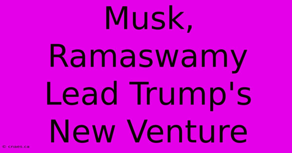 Musk, Ramaswamy Lead Trump's New Venture 