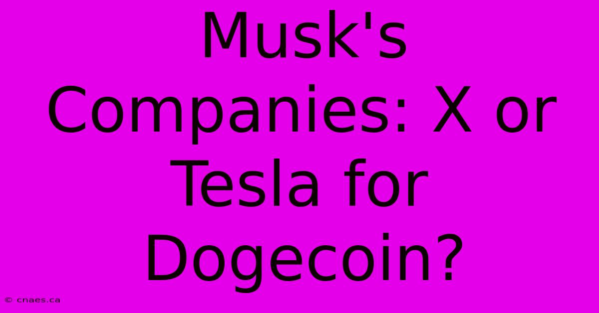 Musk's Companies: X Or Tesla For Dogecoin? 