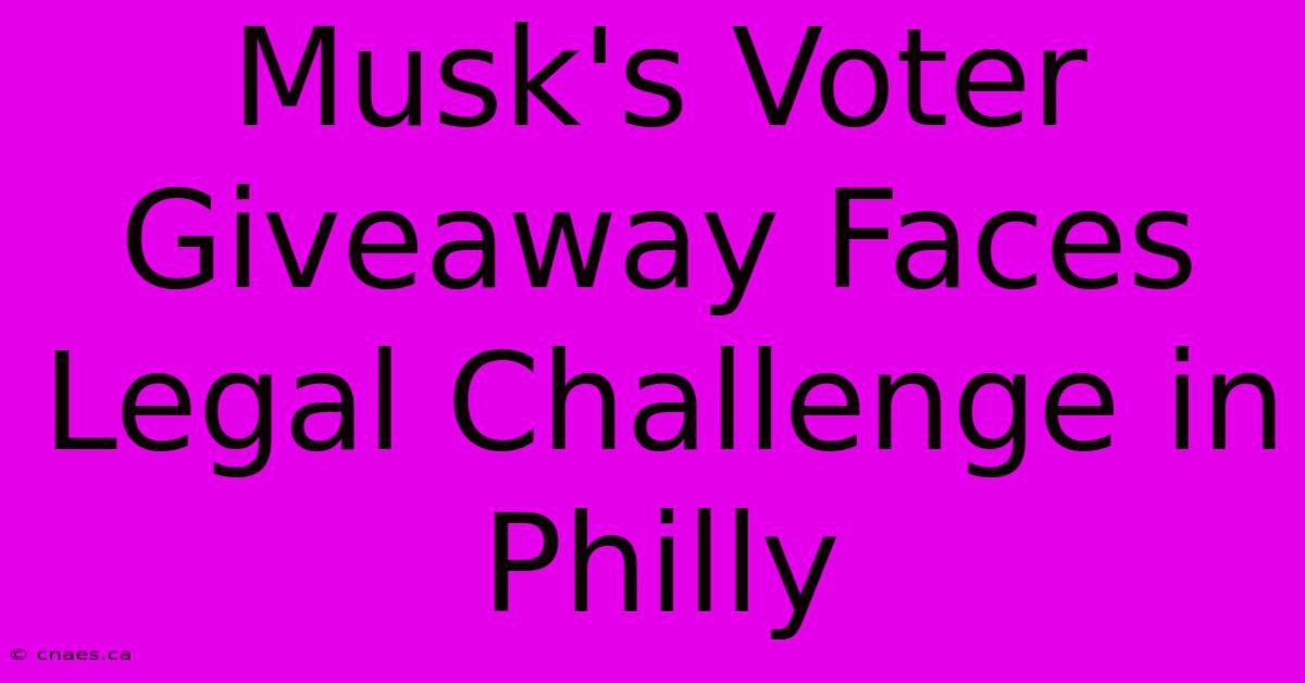 Musk's Voter Giveaway Faces Legal Challenge In Philly 