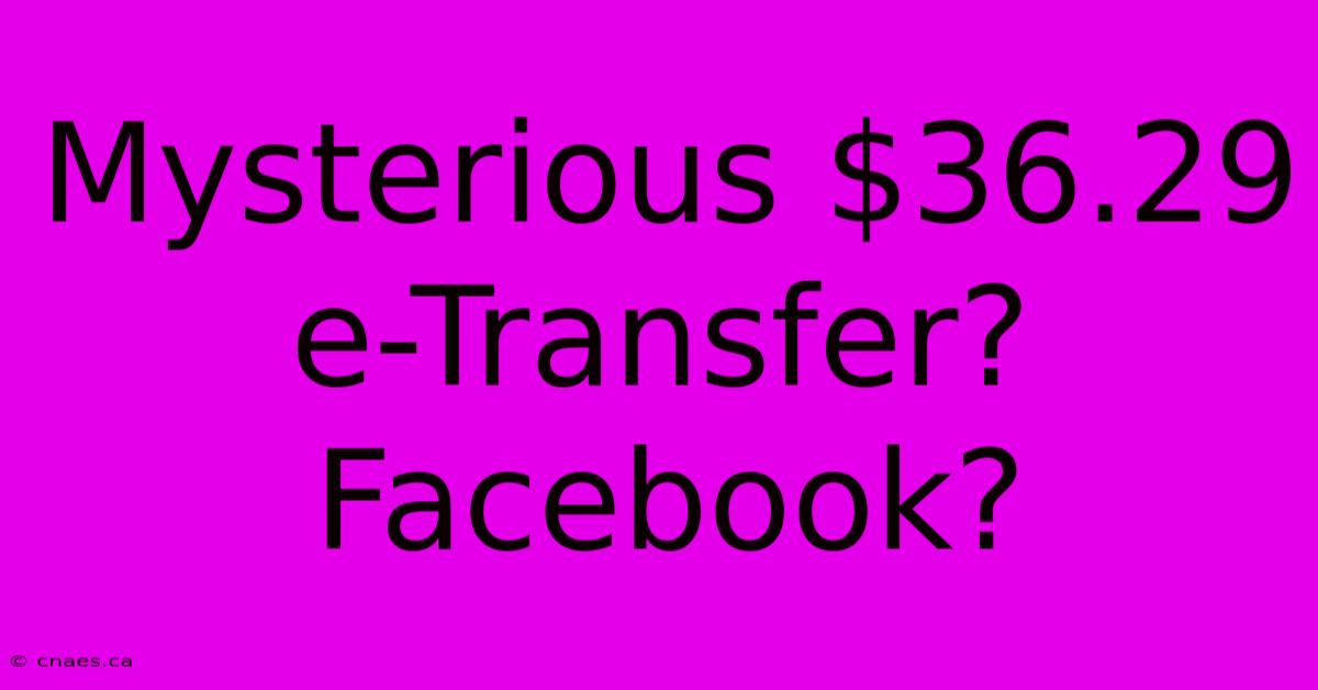 Mysterious $36.29 E-Transfer? Facebook?