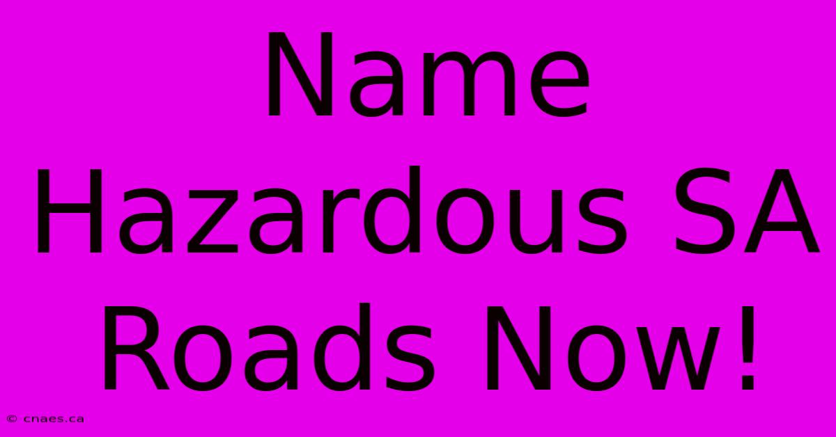 Name Hazardous SA Roads Now!