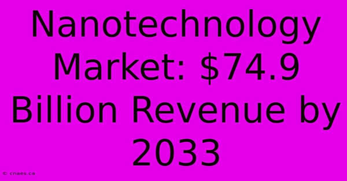 Nanotechnology Market: $74.9 Billion Revenue By 2033