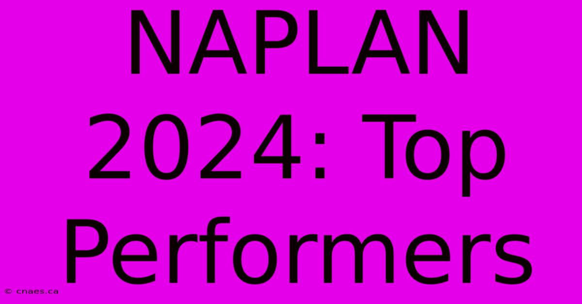 NAPLAN 2024: Top Performers