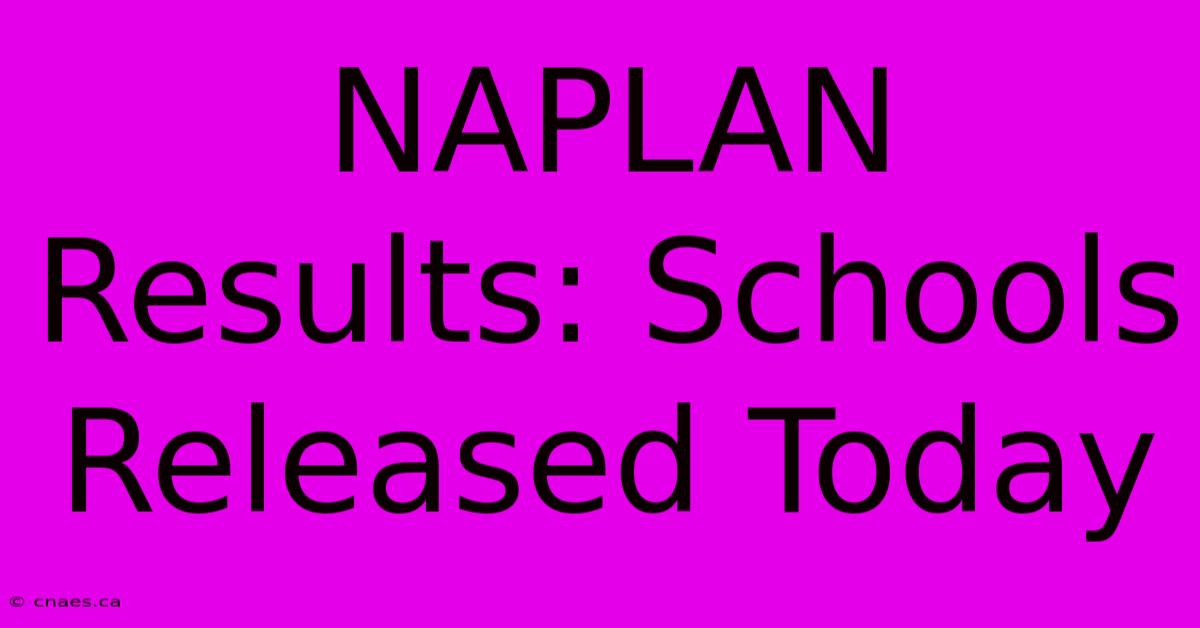 NAPLAN Results: Schools Released Today