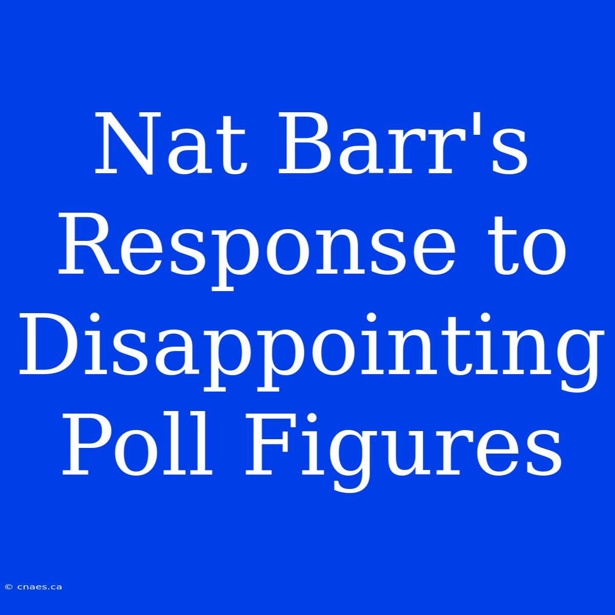 Nat Barr's Response To Disappointing Poll Figures