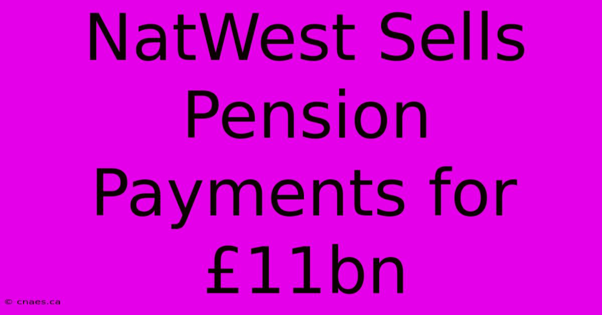 NatWest Sells Pension Payments For £11bn