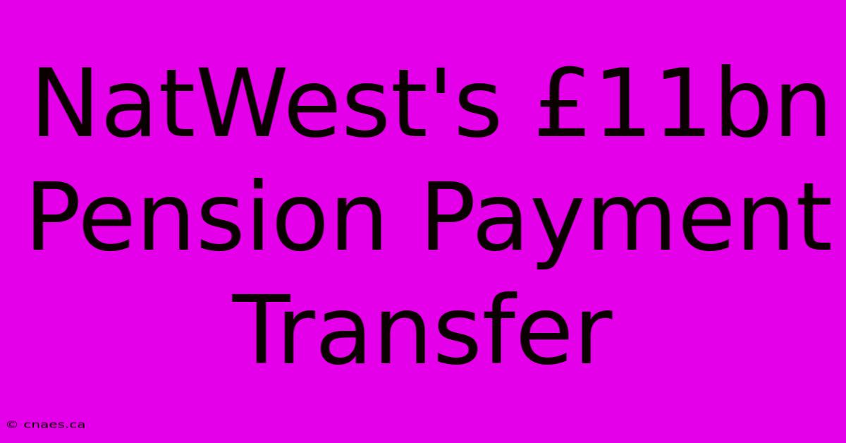 NatWest's £11bn Pension Payment Transfer