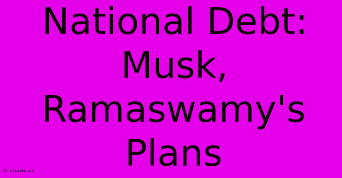 National Debt: Musk, Ramaswamy's Plans