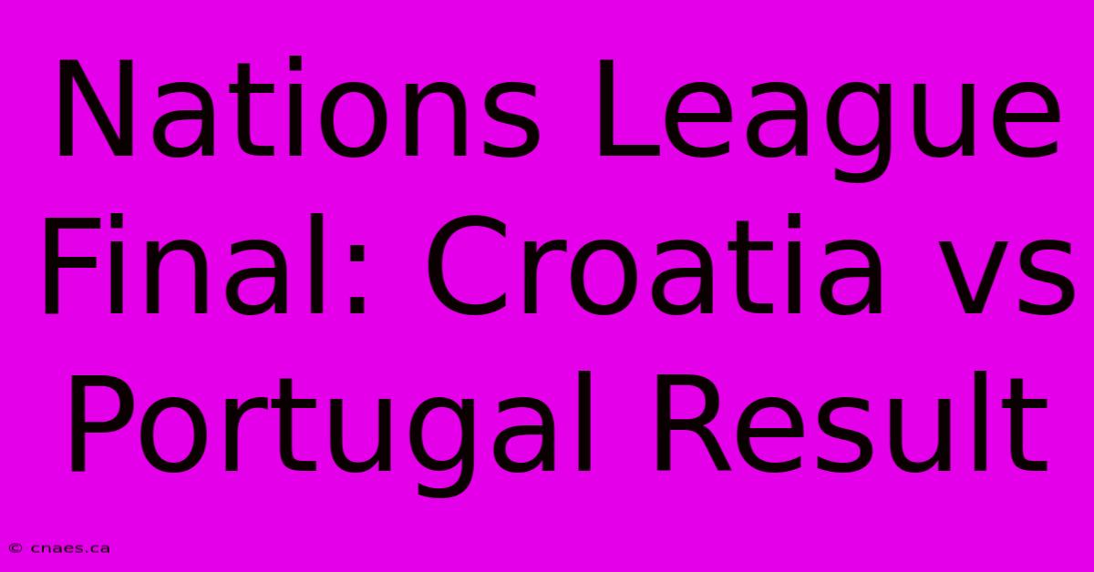 Nations League Final: Croatia Vs Portugal Result