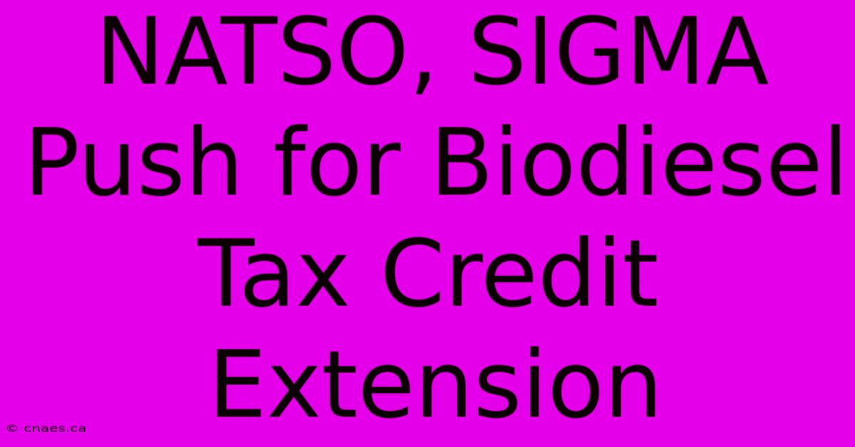 NATSO, SIGMA Push For Biodiesel Tax Credit Extension