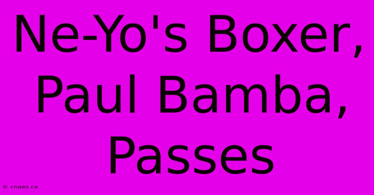 Ne-Yo's Boxer, Paul Bamba, Passes