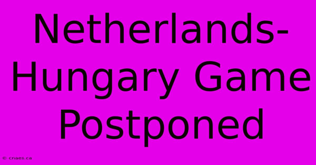 Netherlands-Hungary Game Postponed