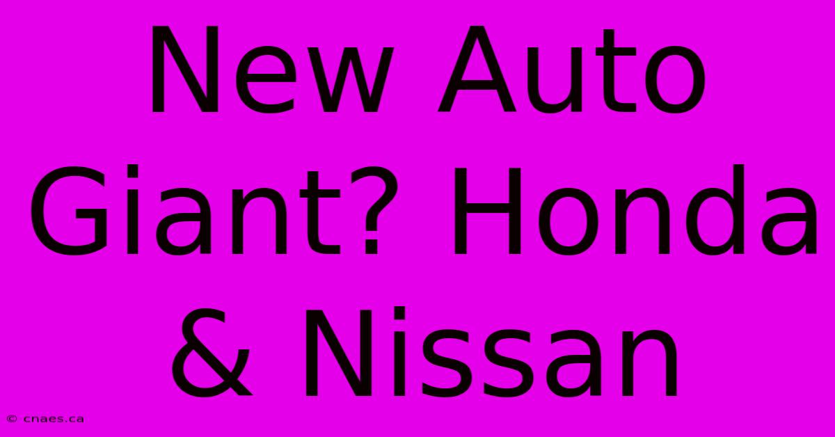 New Auto Giant? Honda & Nissan