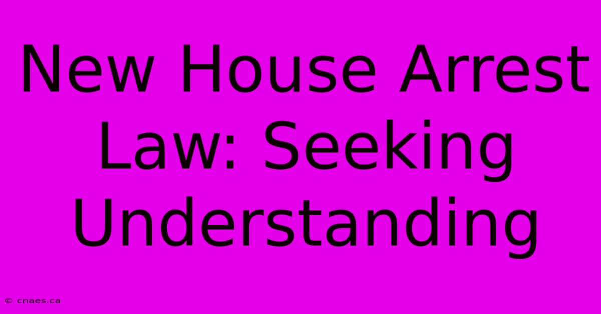 New House Arrest Law: Seeking Understanding 