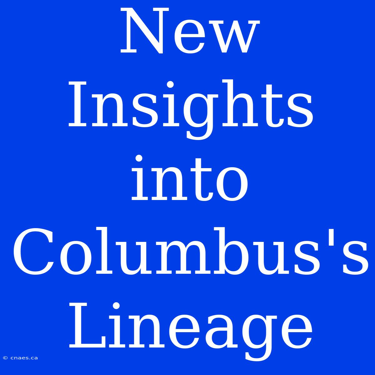 New Insights Into Columbus's Lineage