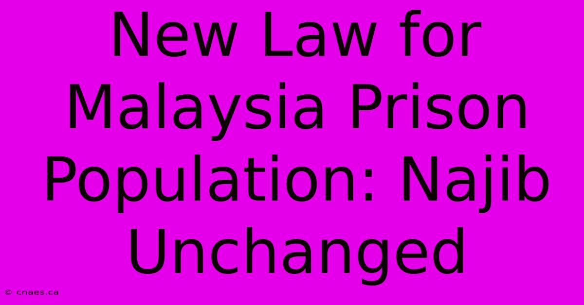 New Law For Malaysia Prison Population: Najib Unchanged