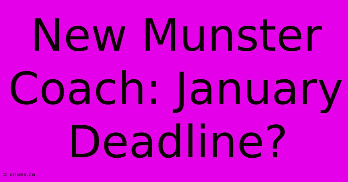 New Munster Coach: January Deadline?