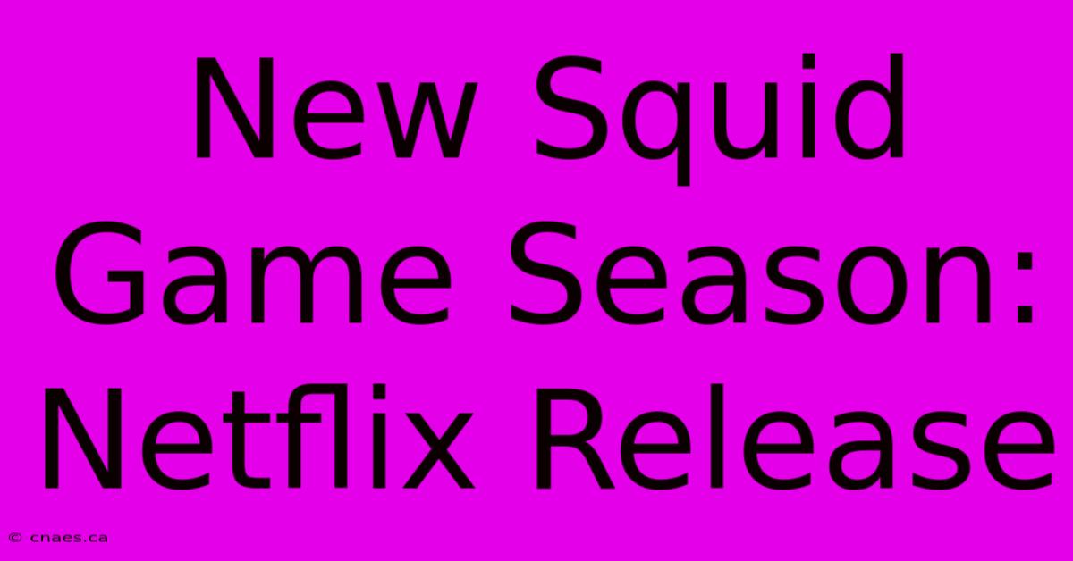 New Squid Game Season: Netflix Release