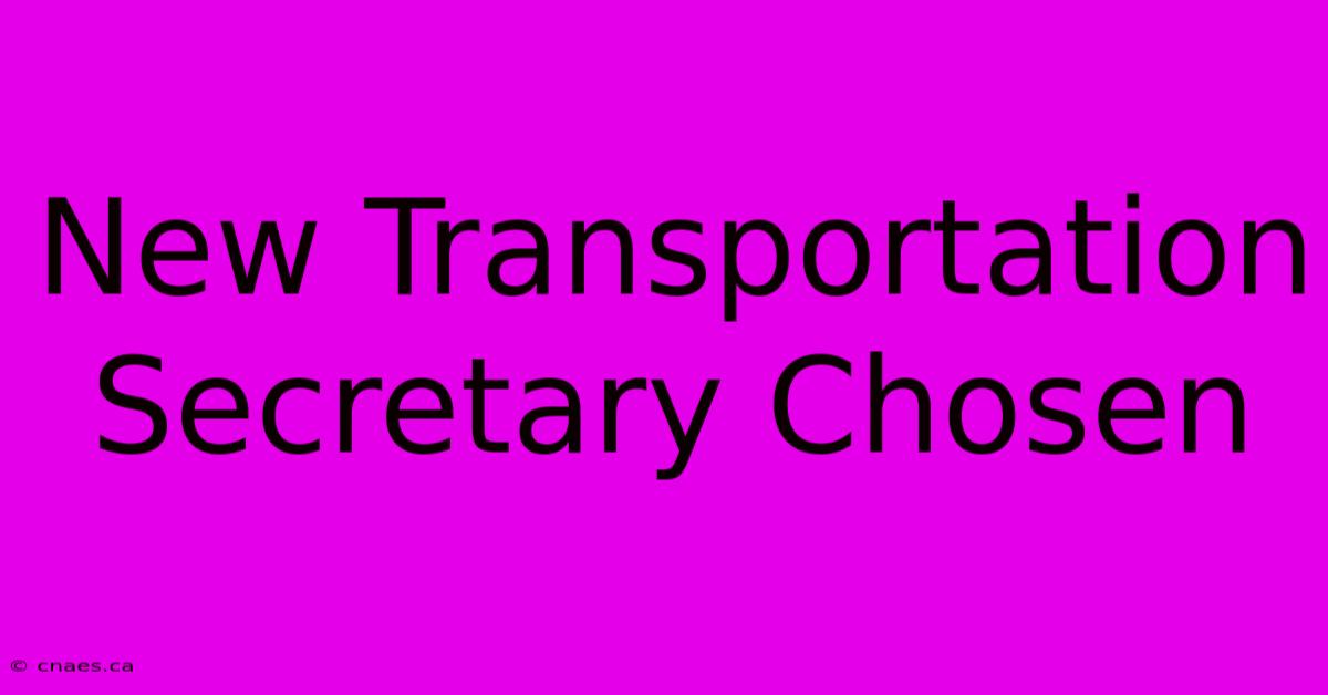 New Transportation Secretary Chosen